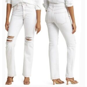 NWOT We Wore What Icon Denim Distressed Straight Leg Jeans Size 31 Classic White